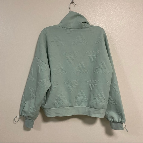 Adidas Sweater Women’s Size Large Green AEROREADY Jacquard Logo Zip Sweatshirt - Picture 9 of 16